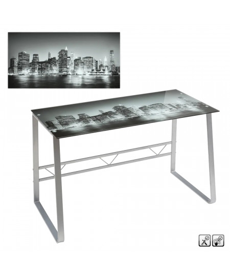 Bureau table en verre trempé 140x80 Evelin - Decome Store